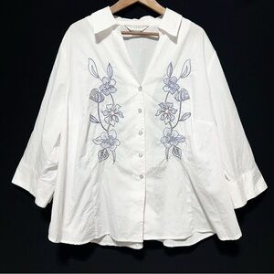 ALLISON DALEY | White Embroidered Button-Front Blouse | 24W
